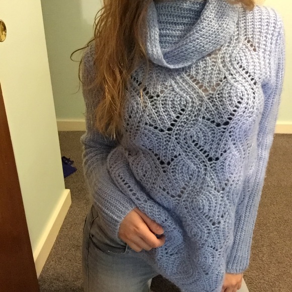 Blue long turtle neck sweater - Picture 2 of 2